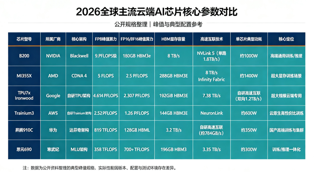2026全球主流云端AI芯片解析
